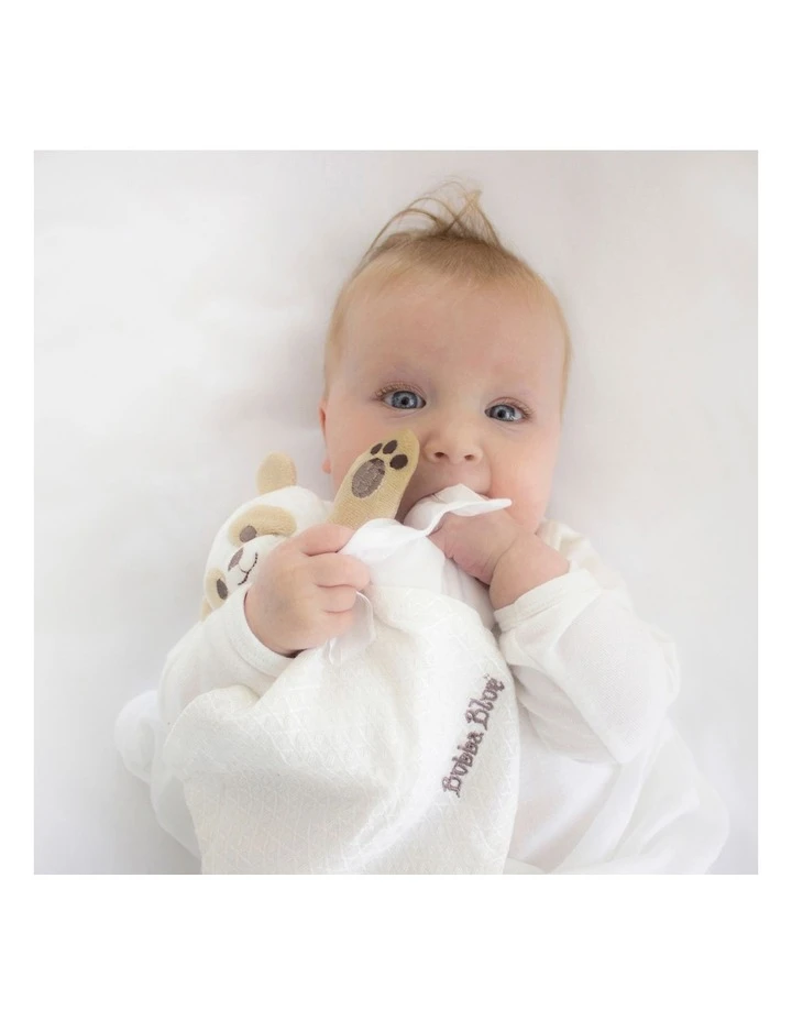 Bubba Blue Bamboo Bear Security Blanket White 3 Bubba Blue Bamboo Bear Security Blanket White - Image 3