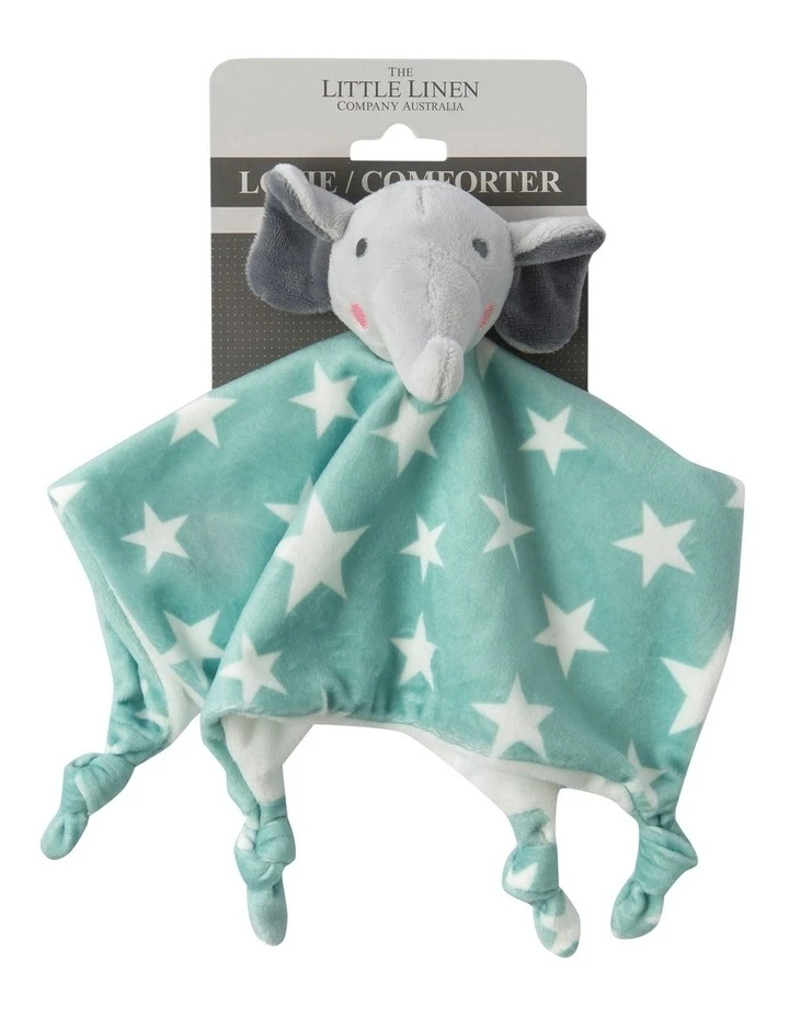 The Little Linen Company Elephant Star Lovie/Comforter in Green 2 The Little Linen Company Elephant Star Lovie/Comforter in Green - Image 2