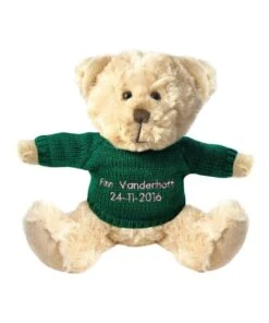 Teddy and Friends Personalised Beige Bear With Dark Green Knitted Jumper