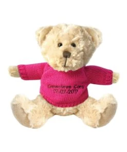 Teddy and Friends Personalised Beige Bear With Hot Pink Knitted Jumper