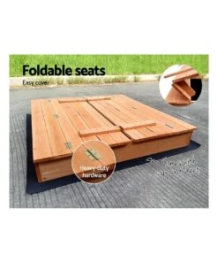 Keezi Wooden Outdoor Sandpit Set - Natural Wood -Cheap Toys Store 758030320 5 720x928