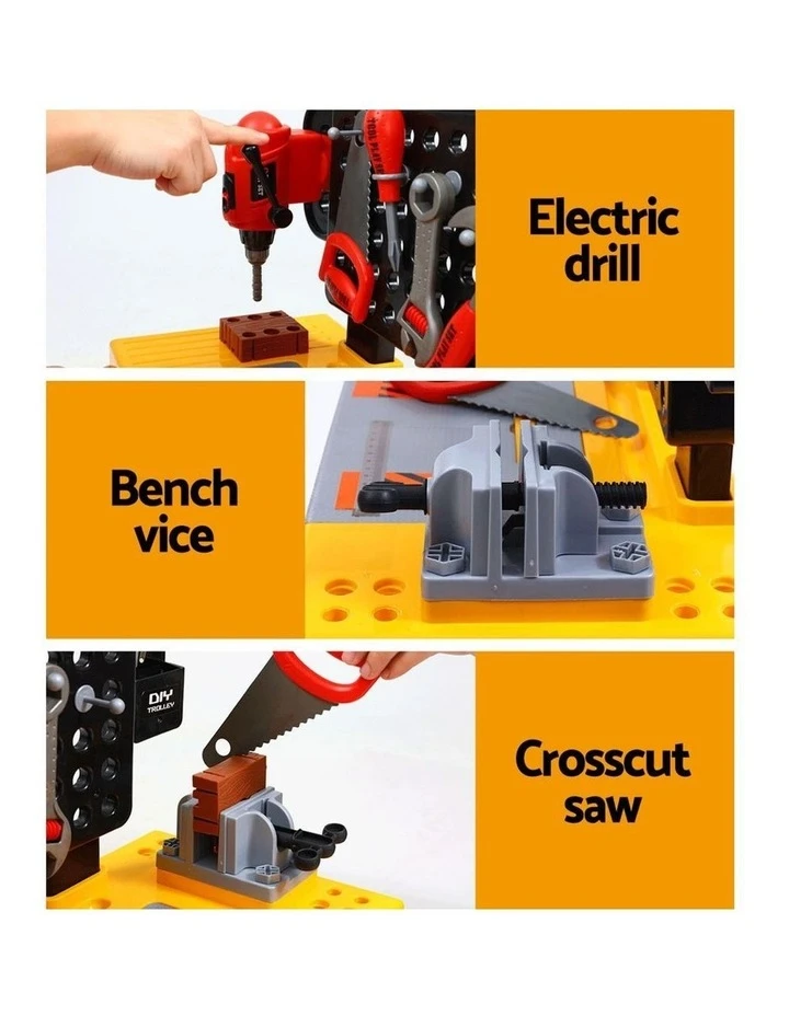 Keezi Kids Pretend Play Set Workbench Tools 54pcs Builder Work Childrens Toys 4 Keezi Kids Pretend Play Set Workbench Tools 54pcs Builder Work Childrens Toys - Image 4