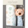 The Little Linen Company Muslin Wrap & Crinkle Toy Safari Bear