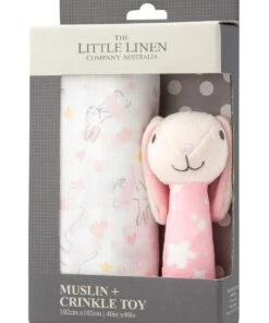 The Little Linen Company Muslin Wrap & Crinkle Toy Ballerina Bunny