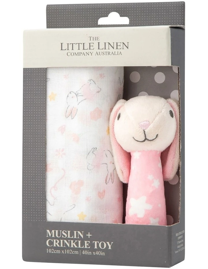 The Little Linen Company Muslin Wrap & Crinkle Toy Ballerina Bunny 1 The Little Linen Company Muslin Wrap & Crinkle Toy Ballerina Bunny