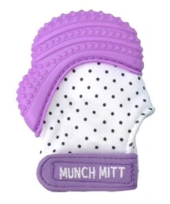 Malarkey Kids Munch Mitt Teething Mitten Purple Dots