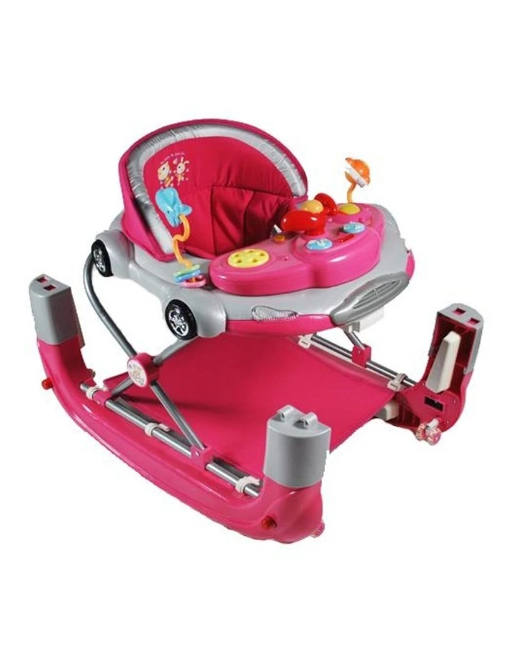 Aussie Baby Car Theme Fuchsia Pink Baby Walker Rocker Play Activity Centre 2 Aussie Baby Car Theme Fuchsia Pink Baby Walker Rocker Play Activity Centre - Image 2