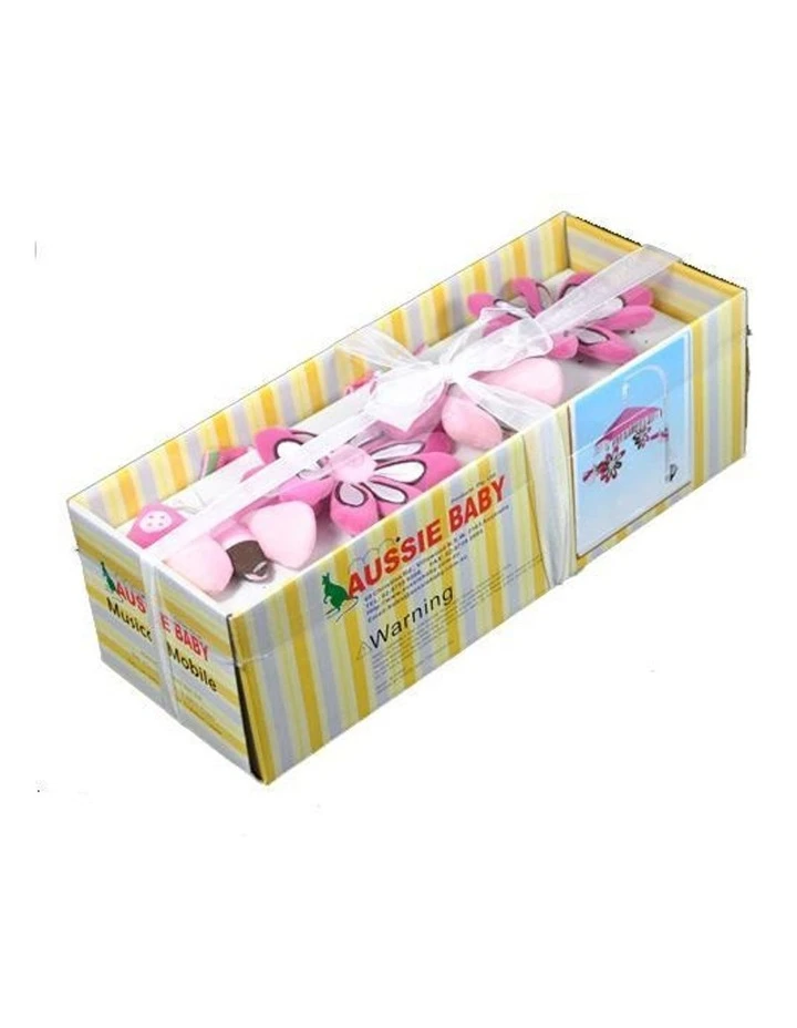 Aussie Baby Musical Baby Cot Mobile - Butterfly Pink 1 Aussie Baby Musical Baby Cot Mobile - Butterfly Pink