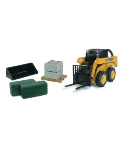 John Deere Light/Sound Toy w/Bales/Bricks/Buket/Fork Kids 1:16 Skidsteer Set 3years