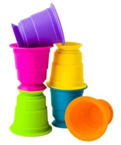 FAT BRAIN TOY CO. Suction Kupz For 12m-5y Kids/Toddler Silicone Stacking Cups Toy