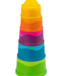 FAT BRAIN TOY CO. Dimpl Stack For 6m Baby/Infants BPA Free Silicone Stacking Toy